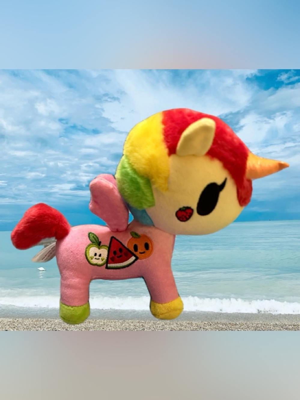 tokidoki Rainbow Mane Unicorn Plush - Pink, Red, Yellow, Green, Blue